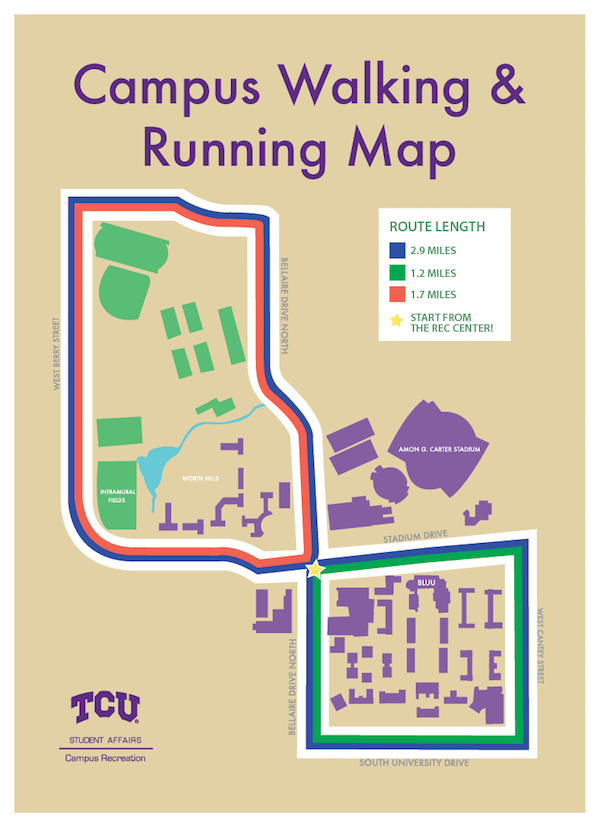 tcu campus walking and running map